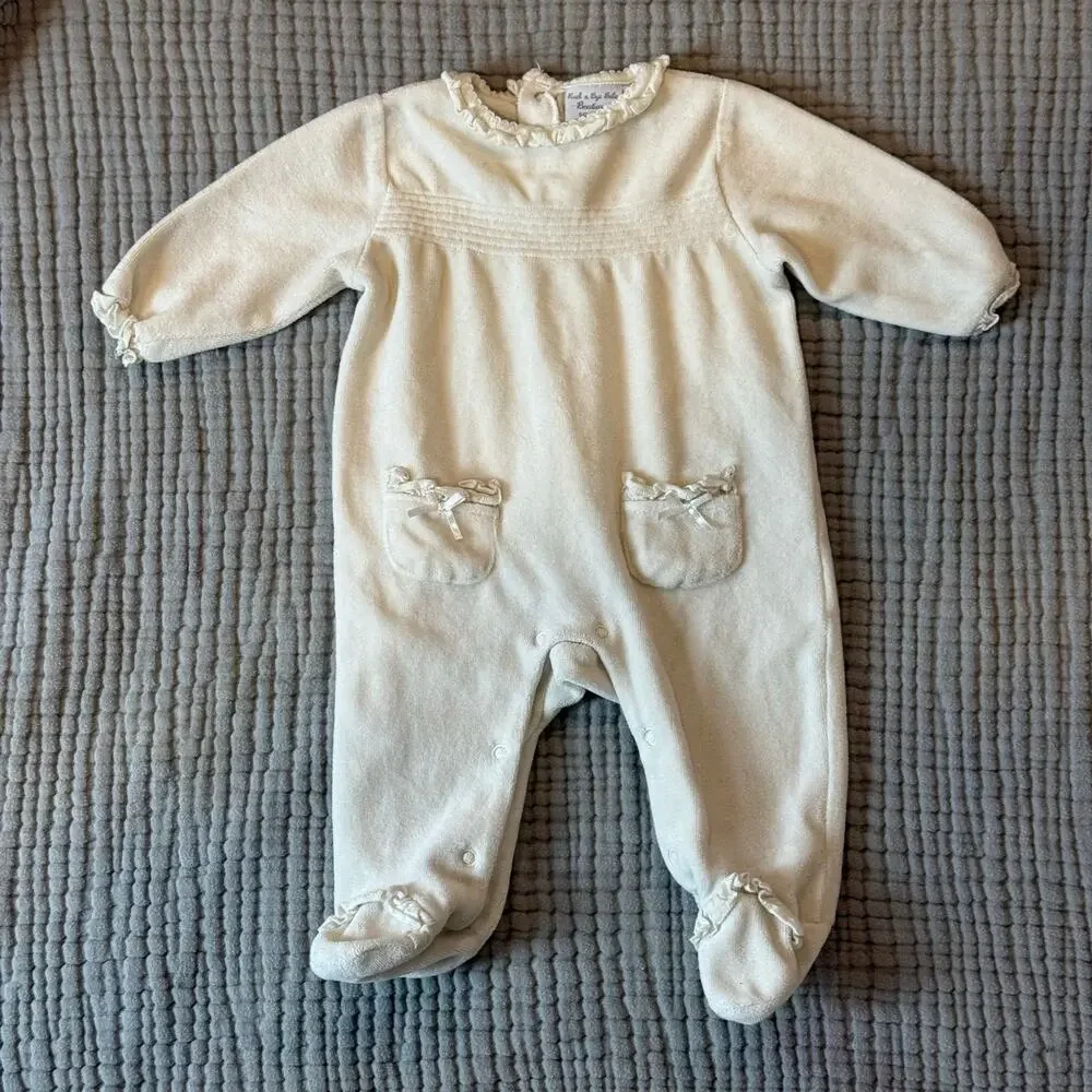 Rock a Bye Baby 0-3 Months Velour Sleeper Footie PJs Romper Outfit Baby Girl